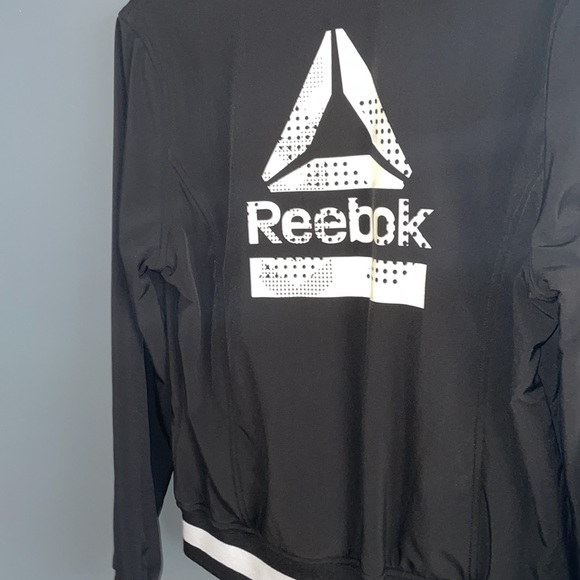 Reebok Black & White Zippered Athletic Bomber Jacket - Picture 6 of 9